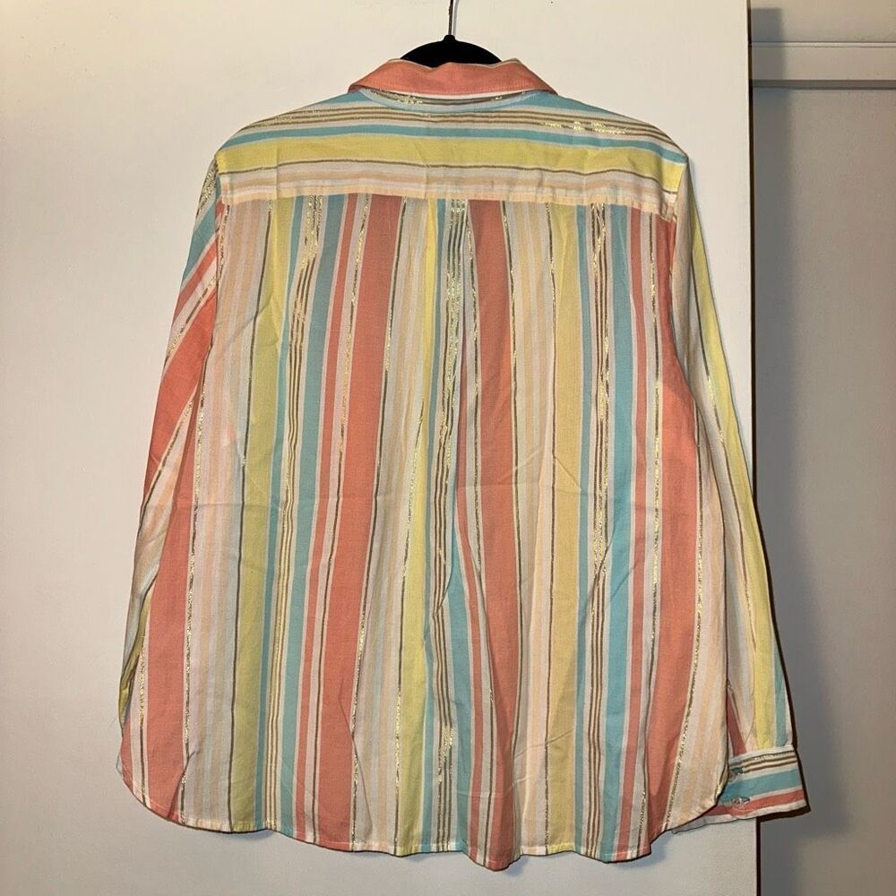 Talbots Petites Xlp Collared Button Colorful Meta… - image 6